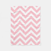 Roze en Wit Grote Grootte Horizontale Chevron Fleece Deken (Voorkant)