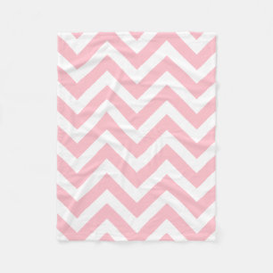 Roze en Wit Grote Grootte Horizontale Chevron Fleece Deken