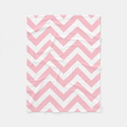 Roze en Wit Grote Grootte Horizontale Chevron Fleece Deken (Voorkant)
