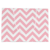 Roze en Wit Grote Grootte Horizontale Chevron Groot Cadeauzakje (Achterkant)