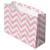 Roze en Wit Grote Grootte Horizontale Chevron Groot Cadeauzakje (Achterkant Gekanteld)