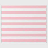 Roze en Wit Grote Grootte Horizontale Strepen Cadeaupapier (Vlak)