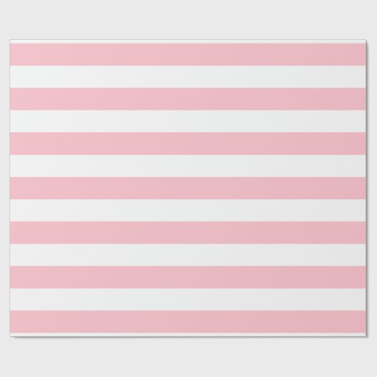 Roze en Wit Grote Grootte Horizontale Strepen Cadeaupapier (Vlak)