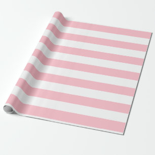Roze en Wit Grote Grootte Horizontale Strepen Cadeaupapier