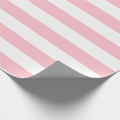 Roze en Wit Grote Grootte Horizontale Strepen Cadeaupapier (Hoek)
