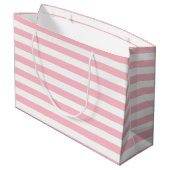 Roze en Wit Grote Grootte Horizontale Strepen Groot Cadeauzakje (Achterkant Gekanteld)
