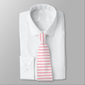 Roze en Wit Grote Grootte Horizontale Strepen Stropdas (Gebonden)