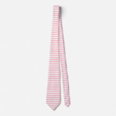 Roze en Wit Grote Grootte Horizontale Strepen Stropdas (Voorkant)