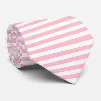 Roze en Wit Grote Grootte Horizontale Strepen Stropdas