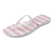 Roze en Wit Grote Grootte Horizontale Strepen Teenslippers (Schuin)