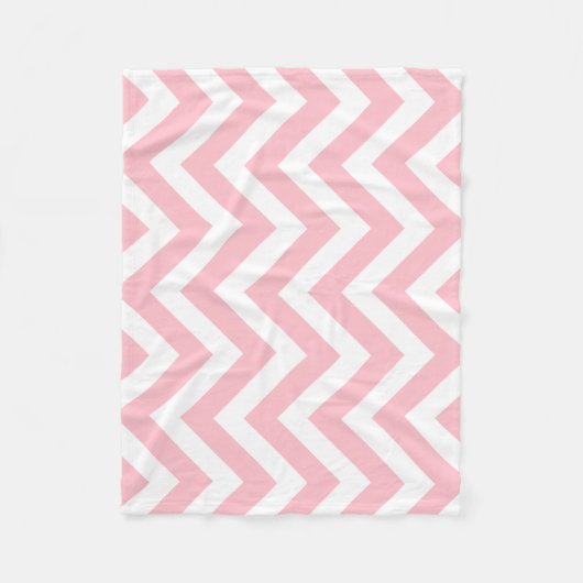 Roze en Wit Grote Grootte Verticale Chevron Fleece Deken (Voorkant)