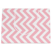 Roze en Wit Grote Grootte Verticale Chevron Groot Cadeauzakje (Voorkant)