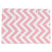 Roze en Wit Grote Grootte Verticale Chevron Groot Cadeauzakje (Achterkant)