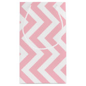 Roze en Wit Grote Grootte Verticale Chevron Klein Cadeauzakje (Achterkant)