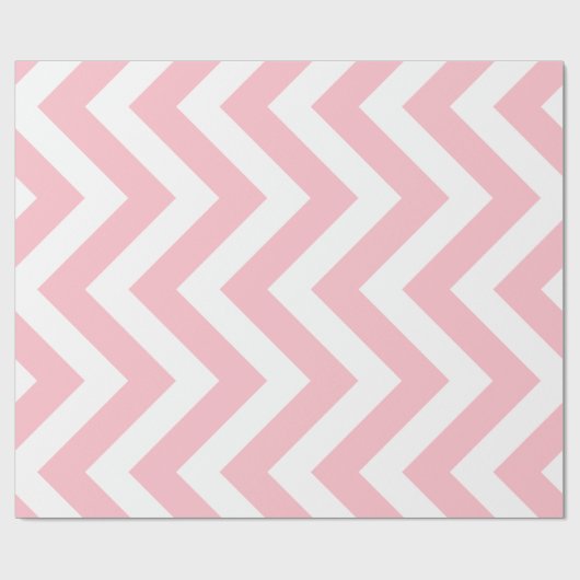 Roze en Wit Grote Grootte Verticale Chevron Strepe Cadeaupapier (Vlak)