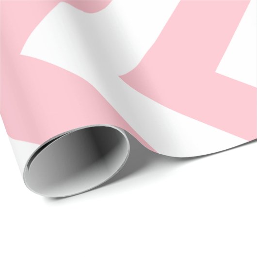 Roze en Wit Grote Grootte Verticale Chevron Strepe Cadeaupapier (Rol Hoek)