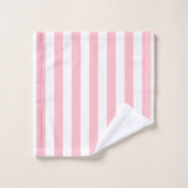 Roze en Wit Grote Grootte Verticale Strepen Bad Handdoek (Wasdoekje)