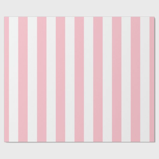 Roze en Wit Grote Grootte Verticale Strepen Cadeaupapier (Vlak)
