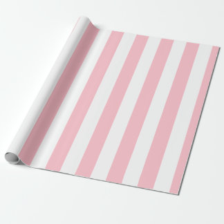 Roze en Wit Grote Grootte Verticale Strepen Cadeaupapier