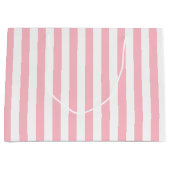 Roze en Wit Grote Grootte Verticale Strepen Groot Cadeauzakje (Voorkant)