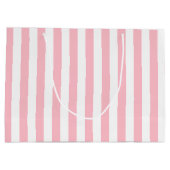 Roze en Wit Grote Grootte Verticale Strepen Groot Cadeauzakje (Achterkant)