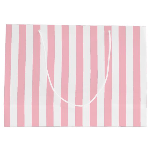 Roze en Wit Grote Grootte Verticale Strepen Groot Cadeauzakje (Achterkant)