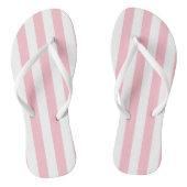 Roze en Wit Grote Grootte Verticale Strepen Teenslippers (Voetbed)