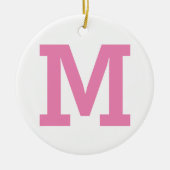 Roze en Wit Grote Initialen Letter Effen Kleur Keramisch Ornament (Voorkant)