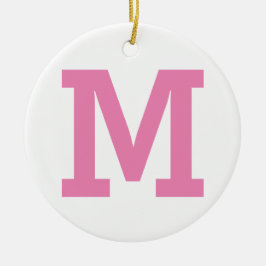 Roze en Wit Grote Initialen Letter Effen Kleur Keramisch Ornament