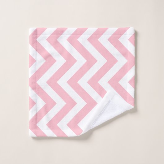 Roze en Wit Grote Verticale Chevron Strepen Bad Handdoek (Wasdoekje)