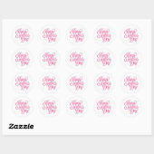 Roze en Wit Happy Moederdag Ronde Sticker (Vel)