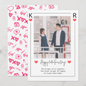 Roze en Wit Happy Valentine dag Vakantie Kaart (Voorkant / Achterkant)