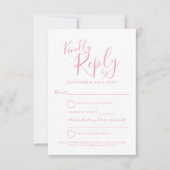 Roze en wit hart bruiloft antwoord RSVP (Voorkant)