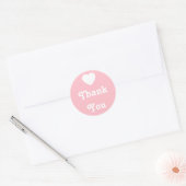 Roze en Wit Hart Dank u Ronde Sticker (Envelop)