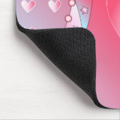 Roze en wit hart muismat (Hoek)