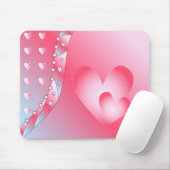 Roze en wit hart muismat (Met muis)