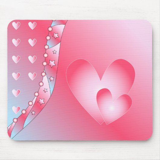 Roze en wit hart muismat (Voorkant)