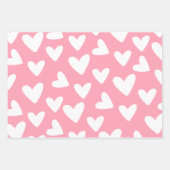 Roze en wit hart patroon inpakpapier vel (Voorkant 3)