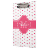Roze en wit hartpatroon met monogram klembord (Links)