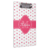 Roze en wit hartpatroon met monogram klembord (Rechts)