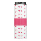 Roze en wit hartpatroon met monogram thermosbeker (Achterkant)
