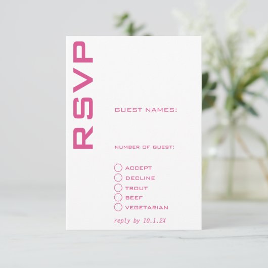 Roze en Wit Hedendaags Kaart (Staand voorkant)