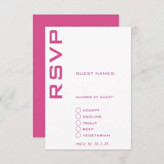 Roze en Wit Hedendaags Kaart (Voorkant / Achterkant)