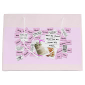 Roze en wit Hoe hou ik van de Gift Bag Groot Cadeauzakje (Voorkant)