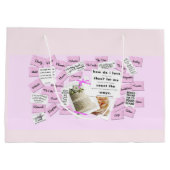 Roze en wit Hoe hou ik van de Gift Bag Groot Cadeauzakje (Achterkant)