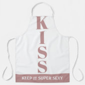 roze en wit houden het Super Sexy KISS Schort (Voorkant)