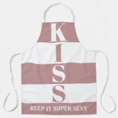 roze en wit houden het Super Sexy KISS Schort (Voorkant)