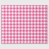 Roze en Wit Houndstooth Patroon Wrapping Papier (Vlak)