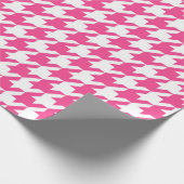 Roze en Wit Houndstooth Patroon Wrapping Papier (Hoek)