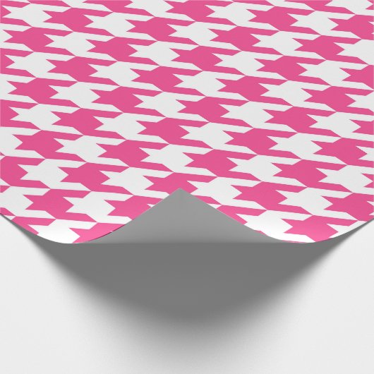 Roze en Wit Houndstooth Patroon Wrapping Papier (Hoek)